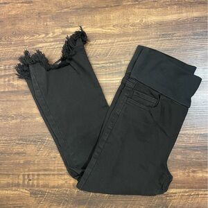 M. Rena Black Maternity Fringe Hem Jeans
